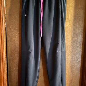 Women’s Figs scrub bottoms - night sky blue with pink tie